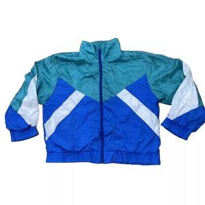 PRINCESS COLLECTION Vintage Windbreaker Jacket Mens Small 80s 90s Track AquaBlue